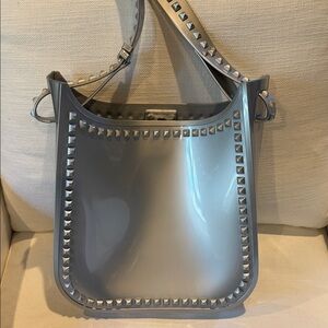 Elegant Silver Studded Women's Shoulder Bag